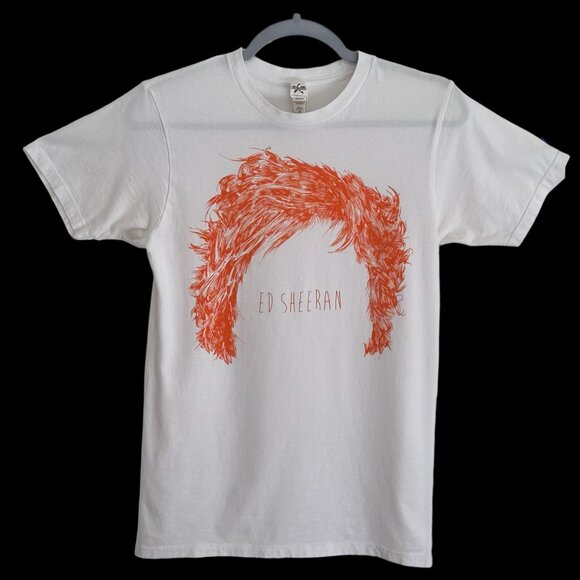 Ed Sheeran T-Shirt Tee S White Tour Concert Orange Hair Outline Silhouette EUC - Picture 2 of 6